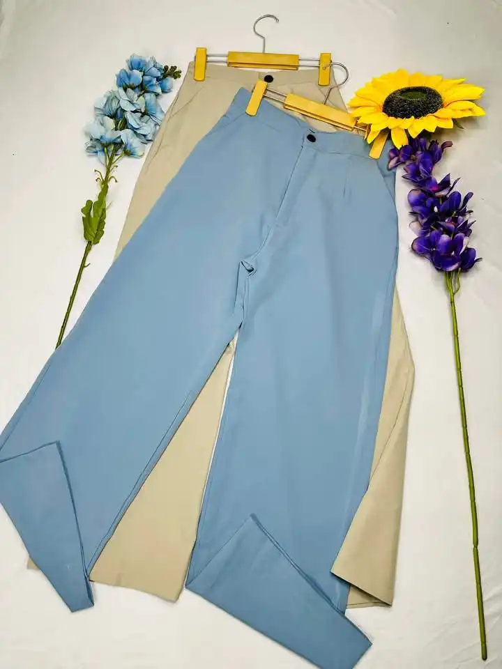High waisted straight wide legged formal pants